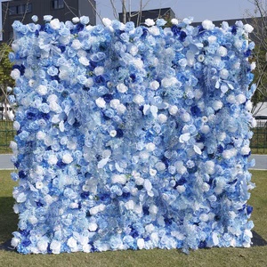 Wholesale Blue Artificial Flower Wall Baby Shower Birthday Party Decoration Background Wall, Mixed Style Fake Flower Decoration