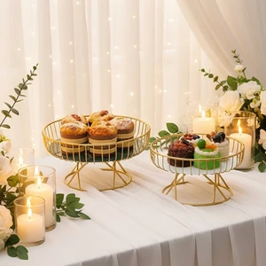 Wedding Party Table Centerpieces Gold Metal Wire Fruit Basket Fruit Bowl,Dessert Fruit Holder Stand Storage Baskets For Counter
