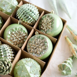 Cross-Border New Green Eco-friendly PVC Christmas Ball Set Special-Shaped 6/8/10cm Ball Christmas Tree Stand Accessories