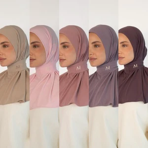 2026 Hot ItemNetherlands Wrinkle-Resistant Instant Hijab Met Knoppen For Travel Merrachi Hijab Bamboo Jersey