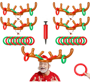 Christmas Reindeer Antler Hat Ring PVC Inflatable Balloons Stocking Suffer for Men Women Kids Christmas Toss Game Party Supplies