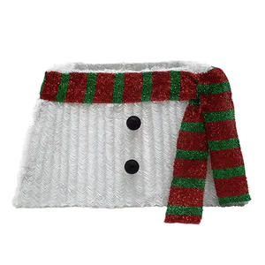 White Artificial Christmas Tree Stand with Red Scarf Skirt Holiday Party Basket Decorative Accessories for Home Christmas