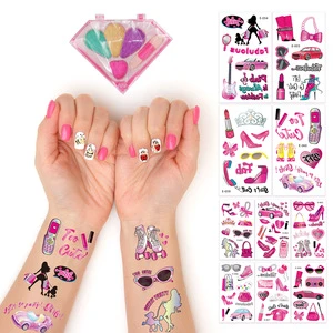 Hot Sale New Retro Pink Girl Waterproof Tattoo Stickers Children Girls Party Makeup Face Stickers Set
