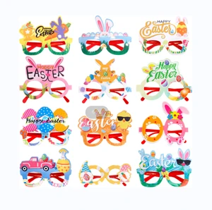 2023 Easter Party Easter Paper Egg Cartoon Rabbit Glasses for Easter Decoration 2023 Supplies