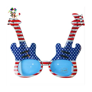 Cheap Rock and Roll Plastic Guitar Shaped Funny Party Glasses for Costume HPC-0627