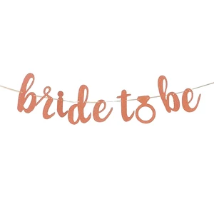 Merri Wish Just Engaged Bride to Be Glitter Gold Banner for Bridal Shower, Engagement Party, Bachelorette Party Decorations