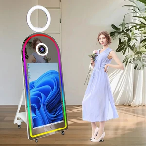 43 Inch Touch Screen Selfie Mirror Photo Booth Compatible Camera and Printer Magic Mirror Photobooth Machine for Seaside Parties