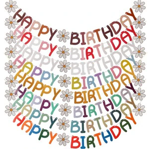 Colorful Sunflower Birthday Banner Macaron Banner Pull Flag