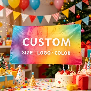 Personalized Eco-Friendly Bright Color Birthday Party Background Decoration Set Digital Printing Party Backdrops Banner For Men