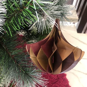3D Christmas Ornaments Mini Hanging Decoration Handicraft Art Paper Ginkgo Shape Factory Wholesale for Home Tree