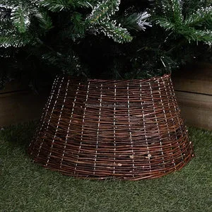 JY Wholesale Rattan Wicker Willow Christmas Tree Stand and Accessories Including Skirt Collar