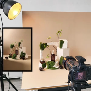 Product Photography Background Props Waterproof Grain White Wooden Hand Painting Geometric Cube Props for Photoshoot