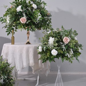 New Green Plant Brown Roses Simulated Flower Ball Wedding Table Decoration Floral Arrangements Flower Vessels Decorative Flowers