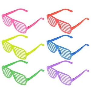 Neon Color Shutter Style Glasses 80's Party Slotted Sunglasses for Kids Adults Retro Rock Pop Star Disco Dress-Up Party