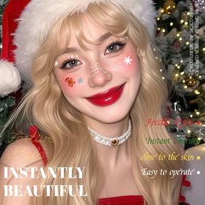 Cross-Border Source Christmas Paper Makeup Temporary Cartoon Face Stickers Holiday Party Prom Decoration Funny Creative Tattoo