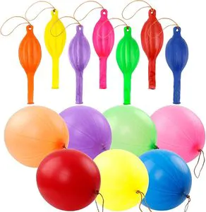 Heavy Duty Party Favors Bouncy Balls with Rubber Band Handle Birthday Goodie Bag Stocking Stuffers for Kids Punching Balloon