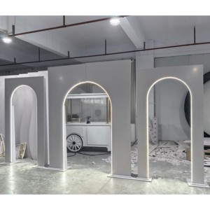 Wedding Events Party Supplies Decoration Led Pvc Acrylic Backdrop Wedding Stage White Arch Backdrop Stand Wall