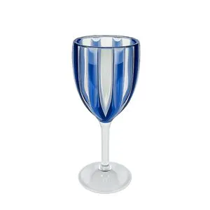 Wholesale Colored Stripe Acrylic Plastic 9 oz Wine Glasses for Outdoor Party Restaurant