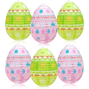 2026 Easter Party Supplies Happy Easter Eggs Paper Lanterns Hanging Decoration Easter Bunny for Spring Easter Party Decorations