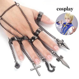 Anime HUNTER X HUNTER Kurapika Five Finger Ring Bracelet for Cosplay Props