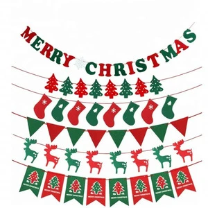 Home Shaped Felt Model Xmas Pennant String Flag Hot Selling Festive Cheer Decor For Indoor Garden Household Christmas Holiday
