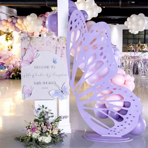 MILE Wedding Birthday Party Events Stage Wall Decor Light Purple PVC Butterfly Backdrop Stand