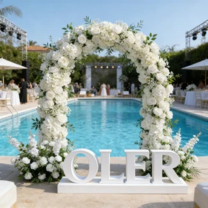 Silk Rose Flower Wall Roll up Cloth Backdrop for Wedding Decorations