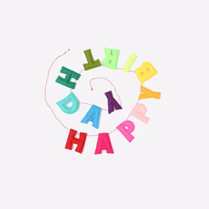 RPET Environmental Protection Birthday Party Felt Banner Holiday Letter Flag Gift Banner for Celebrations