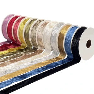 Shiny Double Face 25 Mm Velvet Ribbon 100% Polyester For Gift Wrapping Christmas Tree Wreath Decoration