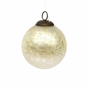 Vintage Crackle Glass Hanging Ornament | Decorative Handmade Round Glass Ball Home Décor Christmas Tree Accent Display Art