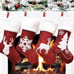 Large 18 Inch Polyester Knitted Christmas Stockings Personalized Embroidered Xmas Set Family Fireplace Holiday Decor Bulk