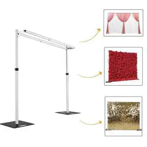6-10FT Double Crossbar High Quality Telescopic Metal Frame Adjustable Heavy Duty Wedding Backdrop Flower Wall Stand