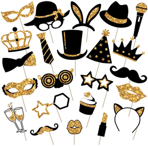 DIY Costume Party Photo Booth Props Pack Hats Glasses Lipstick Tie Crown for Birthday Wedding New Year Graduation Party Supplies