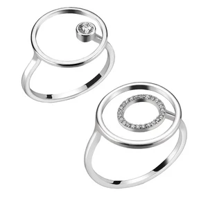 FUAMAY Adjustable 925 Silver Circle Ring with Bezel Diamond Setting Women's Fidget Wedding Party Anniversary Rings