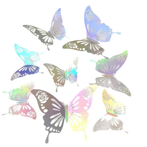 JUXINDA 3D Iridescent Hollow-out Butterfly Wall Stickers Balloon Decoration Wallpaper for Birthday Party Scene Decoration