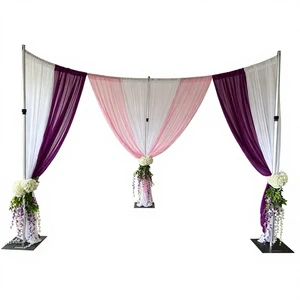 Adjustable Aluminum & Steel Pipe and Chiffon Drape Detachable Wedding Backdrop Stand for Wedding Party Event Decor