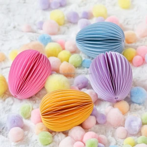 Colorful Easter Paper Honeycomb Eggs with Magnets ,Easter Festival Spring Home School Decorations Supplies