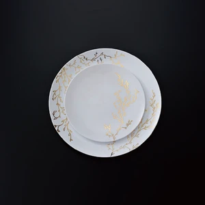 Moonlight Luxury Plate Dish White PS Material Disposable Eco-friendly Dinner Plates For Party