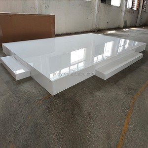 Wedding Supplies Large Rectangle Stage Round Glossy White Acrylic Backdrop Plus Stage for Event