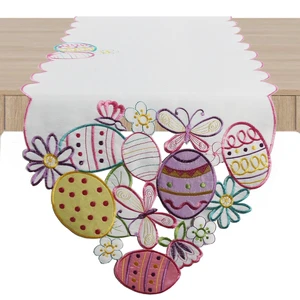 OWENIE Kitchen Outdoor Dining Easter Ivory Embroidery Custom Wedding Flower Table Runners Decoration