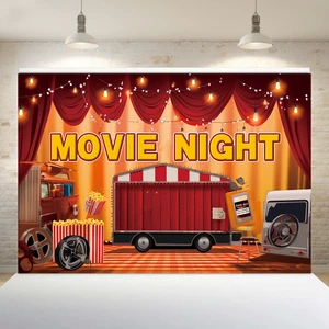 Colorful Polyester Movie Night Theme Backdrop Cloth Photography Background Party Decoration Studio Props 100X150cm