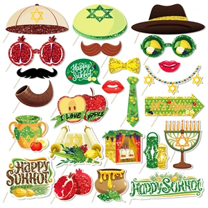PZ314 Happy Sukkot Photo Booth Props Sukkot Photo Props for Sukkot Party Decorations Supplies