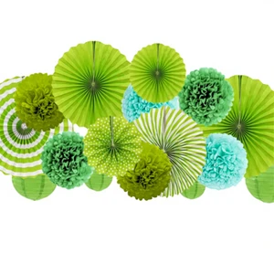 Customizable Paper Fan Wall Stickers Paper Fan Flower Design-Decorative Set for Parties Weddings Thanksgiving New Year Halloween