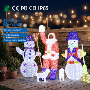 High Quality Outdoor Drip Glue Waterproof 3D Snowman Santa Claus Decorative Lights Christmas Halloween Landscape Home Decoration