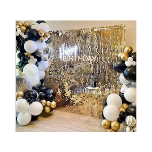 Outdoor Shining Gold Sequin Grid Wall for Party Decoration Backdrop Square Round Shimmer Wall
