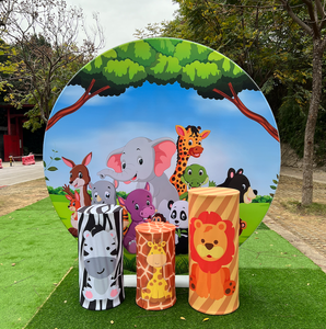 Hot Selling Cheap Custom Cartoon Character Printing Banner Fabric Wedding Circle Backdrop