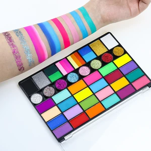 GP Professional Face Body Painting Kit Kids Water Based Non Toxic Face Paint Palette Brush Stencils Glitter Glow Dark Party