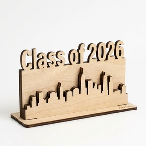 Custom Class 2026 Graduation Gift 3D Layered Plywood Handmade Desktop Ornament Personalized City Skyline Congrats Grad Souvenir