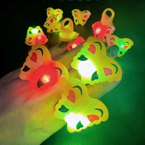Colorful Glow in the Dark Party Supplies Butterfly Light up Ring Led Finger Lights Cheering Novelty Toys for Kids Festival Gift