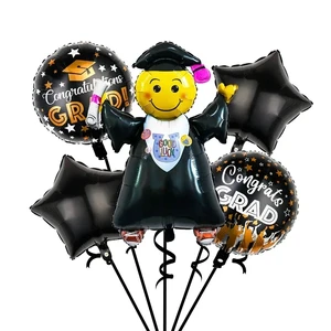 2024 New Arrival School Graduation Party Decoration 5-Piece Set Aluminum Foil Mylar Balloon Halloween Easter Graduation Balloon